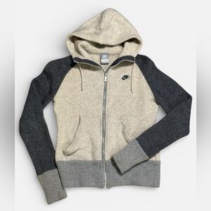 Nike Grey Wool Zip Up Hoodie Sweatshirt